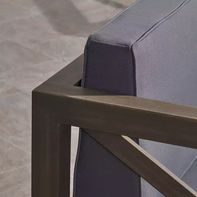 Brava 2pk Acacia Wood Club Chairs - Gray/Dark Gray - Christopher Knight Home: Water-Resistant Patio Furniture