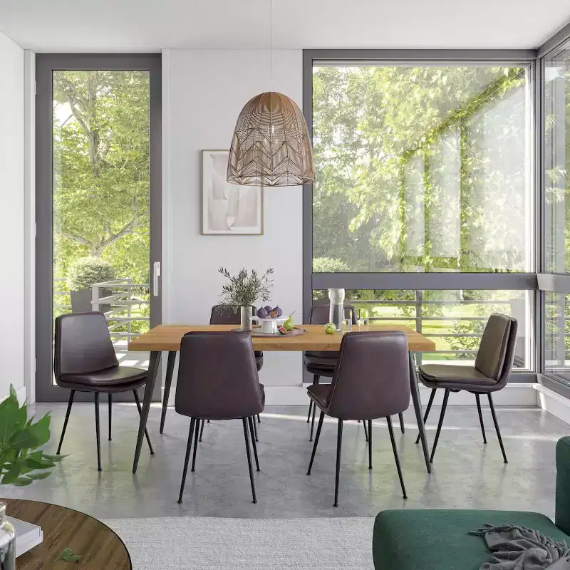 Jofran,Draper Mid-Century Modern Upholstered Faux Leather Dining Chair (Set of 4)