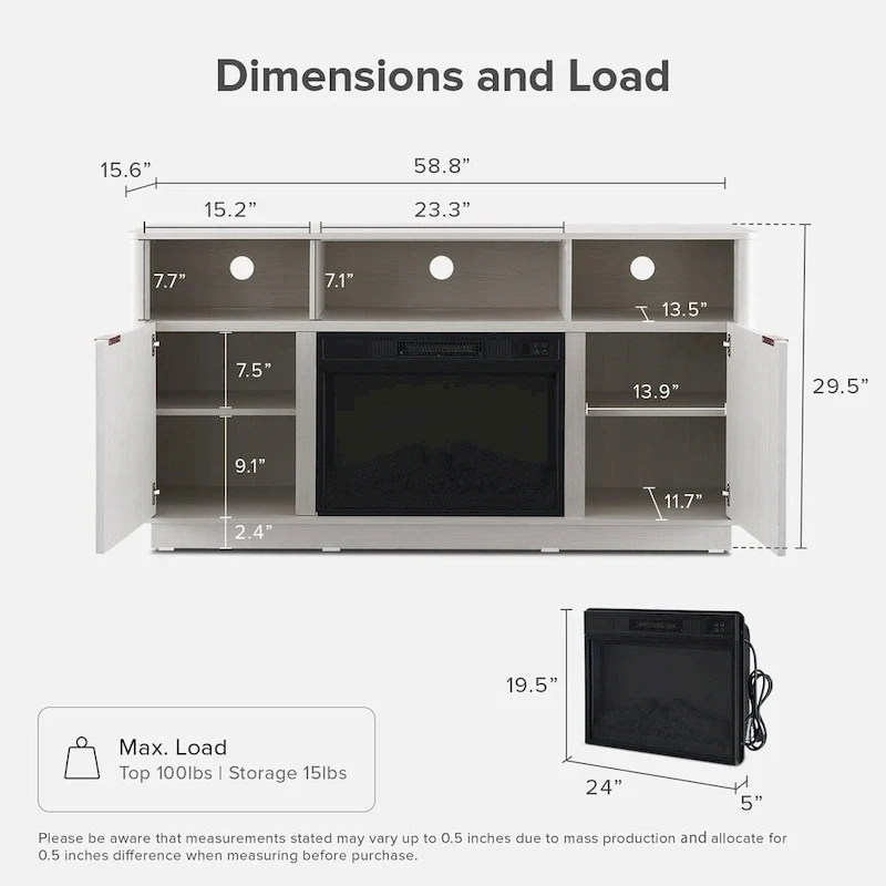 Mopio Brooklyn 59 Electric Fireplace TV Stand