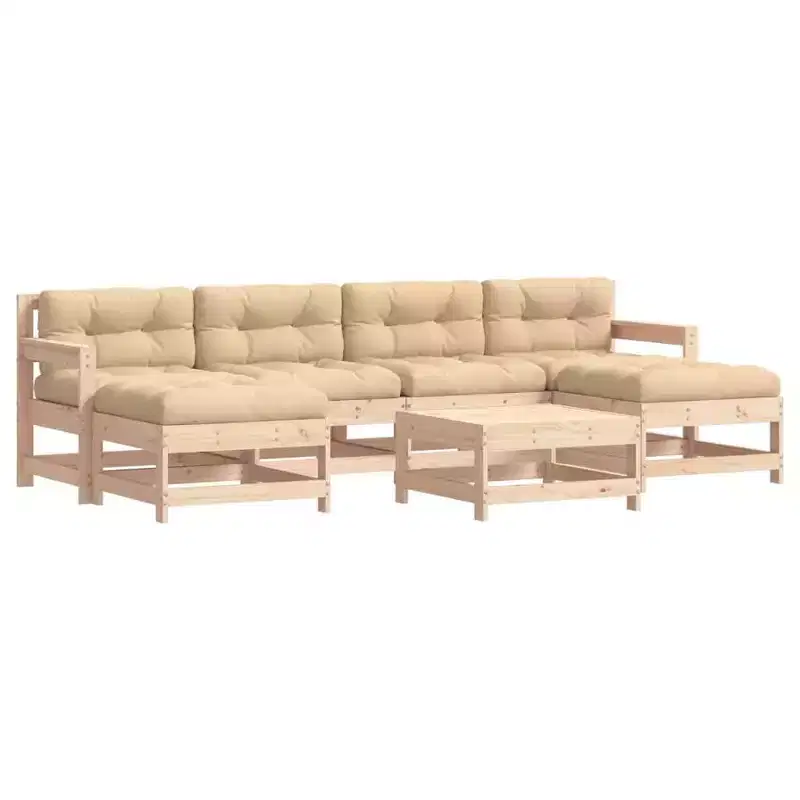 vidaXL Garden Lounge Set Beige Solid pinewood 7 Piece Set Modular