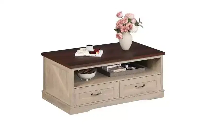 DEXYLLO Coffee Table, Lift Top Coffee Table with Storage Shelf, Drawer, Height Adjustable and Tilting Tabletop for Living Room