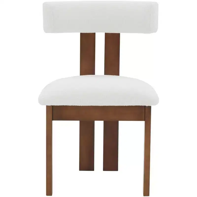 Macey Boucle Dining Chair - SFV4859 - Ivory/Walnut - Safavieh Couture