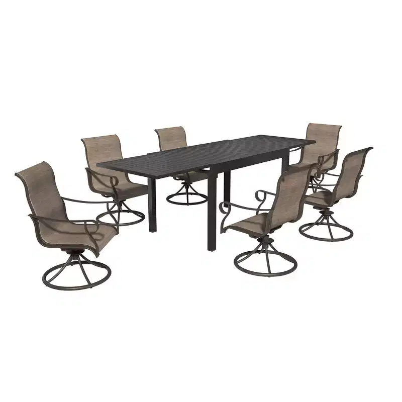 CLIHOME 7-Piece Extendable Outdoor Dining Set,With Telescopic Table And 360Swivel Chair Patio Set