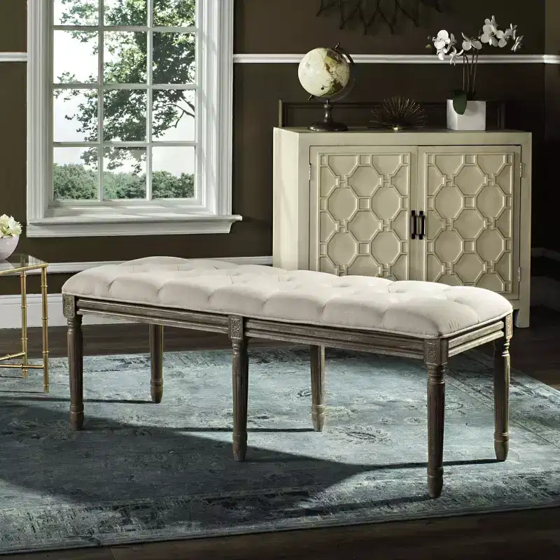 Rocha Tufted Traditional Bench - FOX6231 - Safavieh Couture