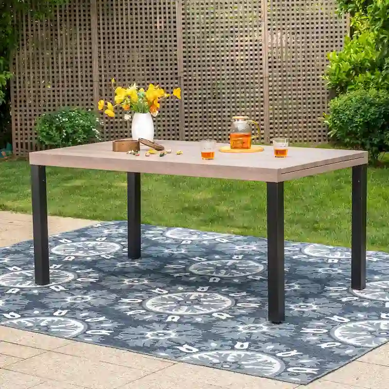 MAISON ARTS 7/9-Pieces Patio Dining Set with Metal Rectangle Expandable Table and Metal Stackable Chairs
