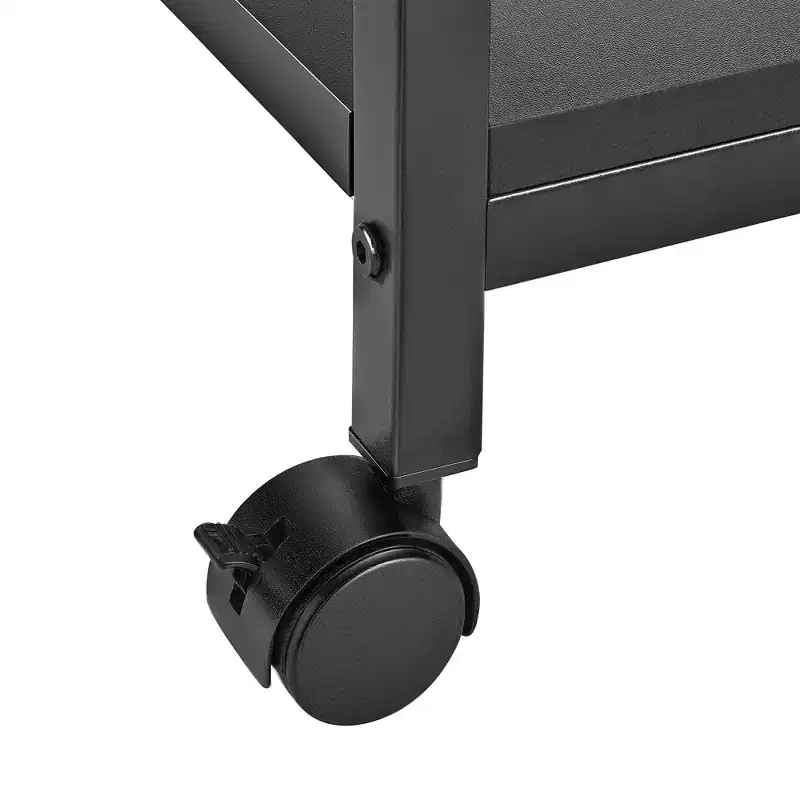 VECELO Printer Stand, 3-Tier Rolling Cart with 5-Level Adjustable Shelves & Lockable Wheels, Black