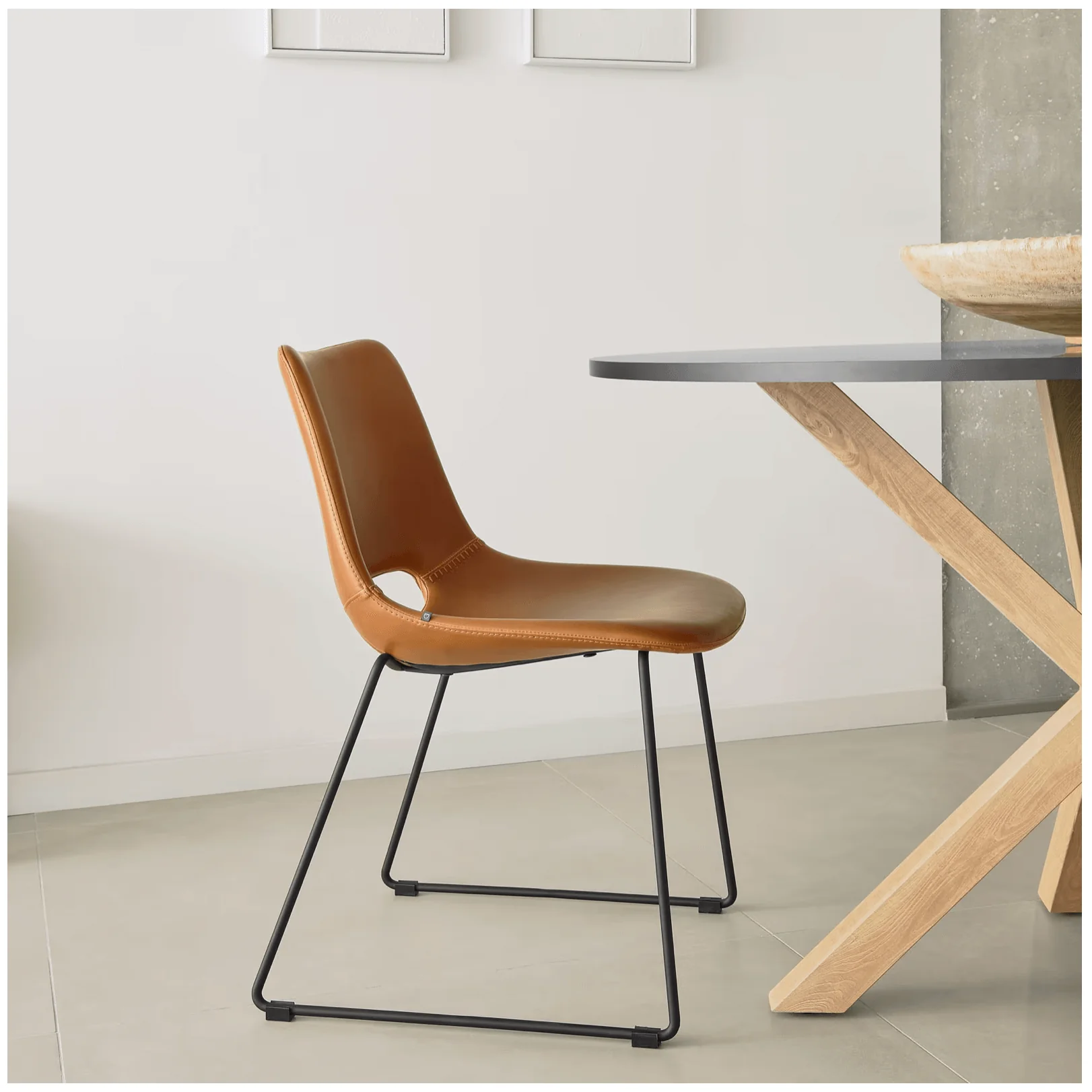 Rust Synthetic Leather Dining Chair for Dining Room