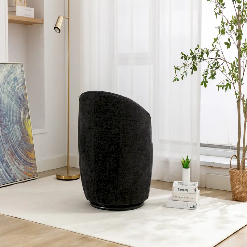 Chenille Fabric Swivel Accent Armchair