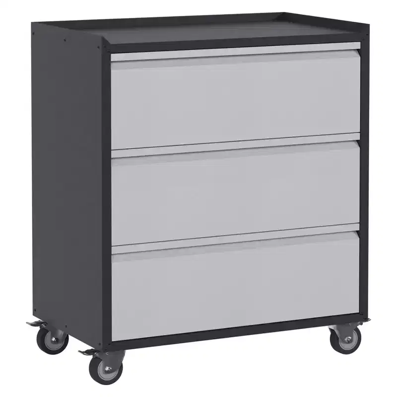 Lockable Steel File Storage Organizer Cabinet with Adjustable Shelves and Wheels for Home, School, Office, and Garage, Black