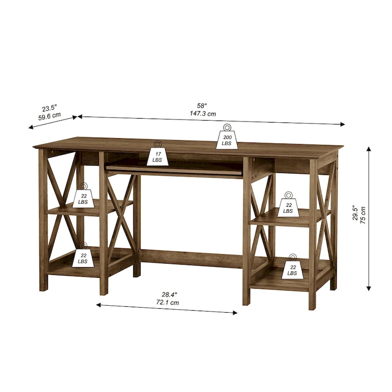Saint Birch Honduras 58 Transitional Open Shelves Writing Desk