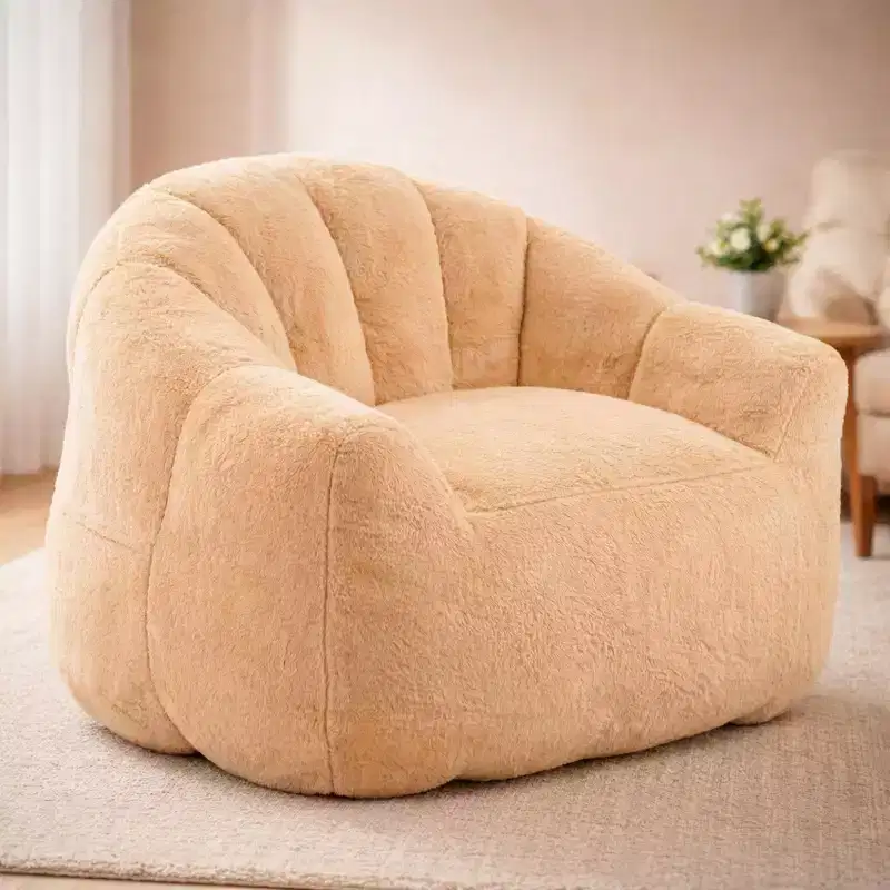 White Lounge Accent Chair for Adults, Faux Fur Upholstered Reading Chair with Armrests, High Density Foam, Cozy Modern Chair for Living Room Bedroom