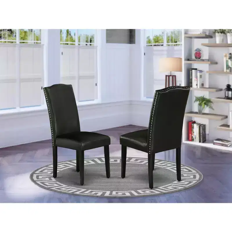 HomeStock Artisanal Attic Parson Leather Chair Set of 2