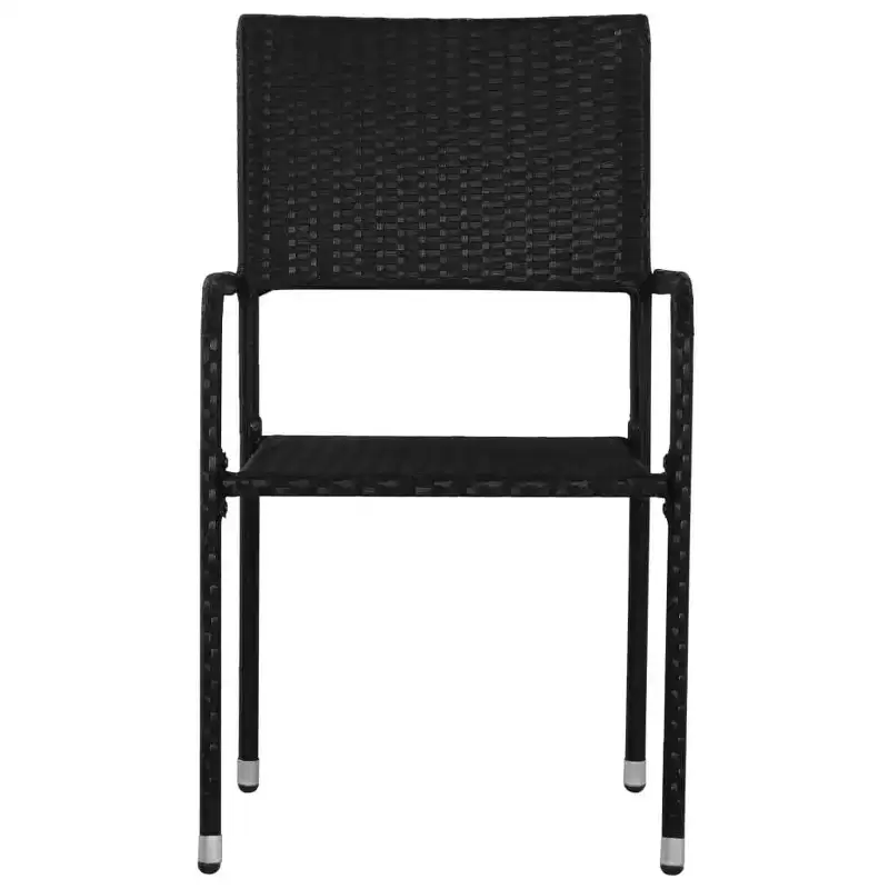 vidaXL Garden Dining Chair Set of 4 Black PE rattan, steel Standard - Black 4