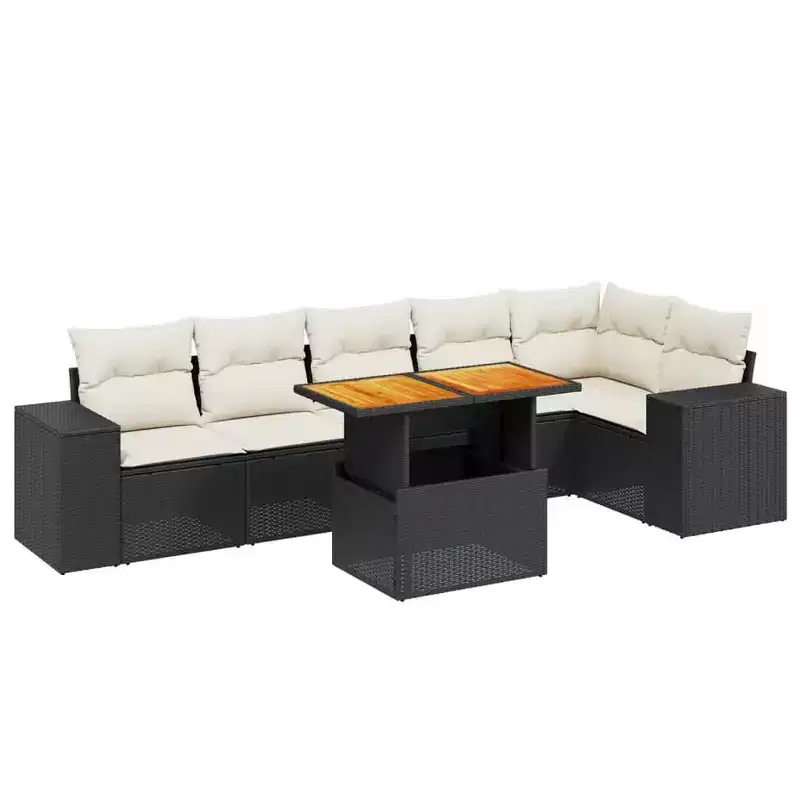vidaXL Contemporary Garden Sofa Set in Poly Rattan with Cushions