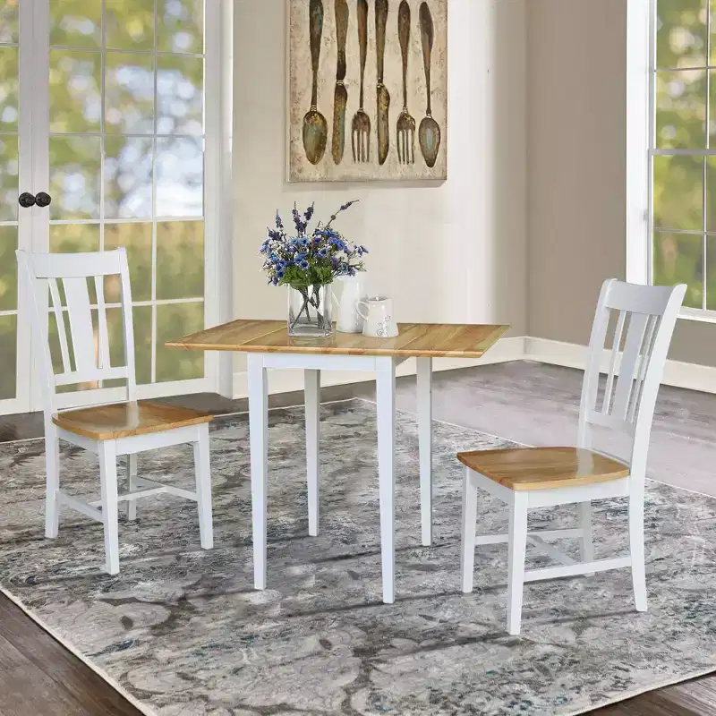 International Concepts Small Dual Drop Leaf Dining Table with 2 San Remo Splat