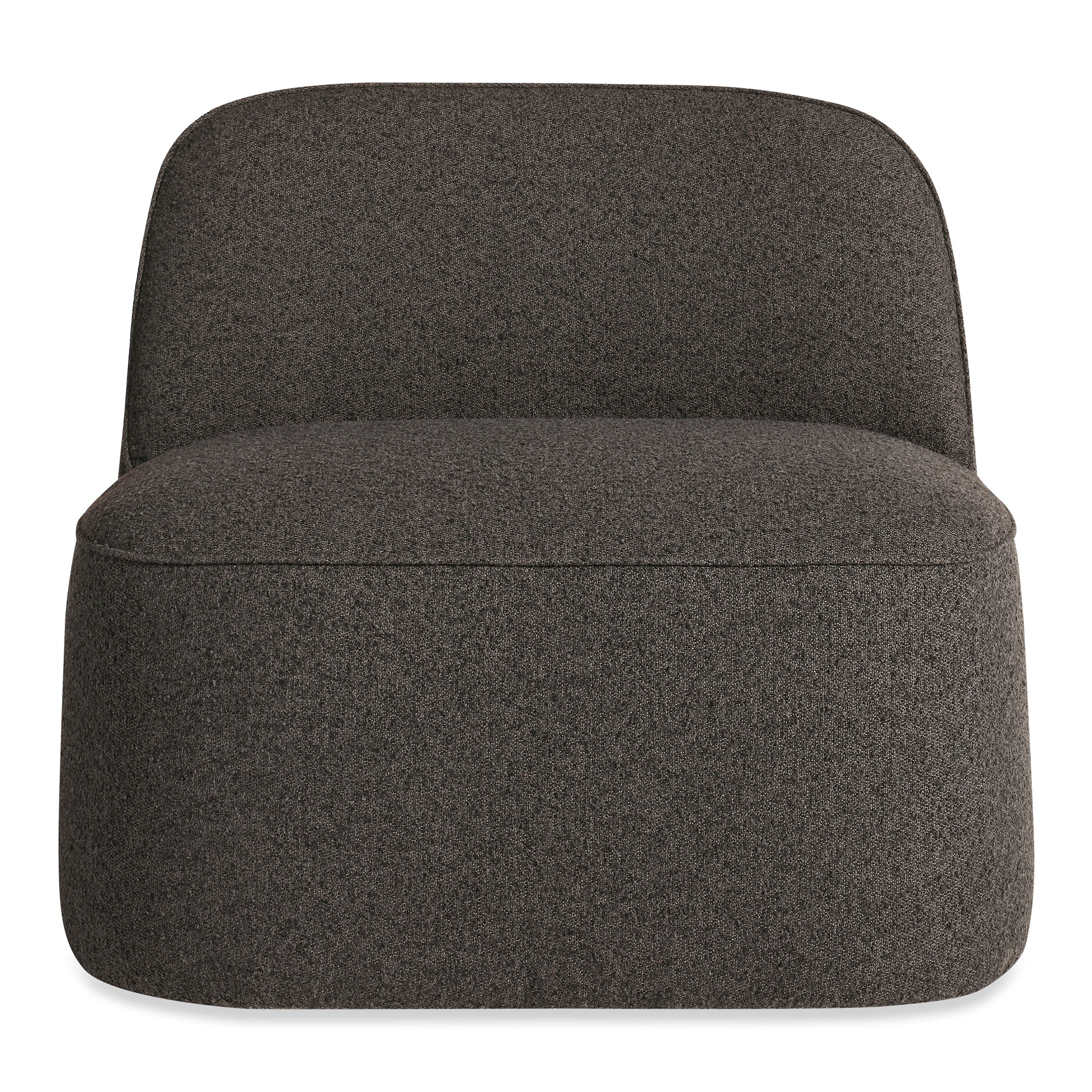 Modern Ink Leather Swivel Lounge Chair with Organic Rounded Shape for Living Room