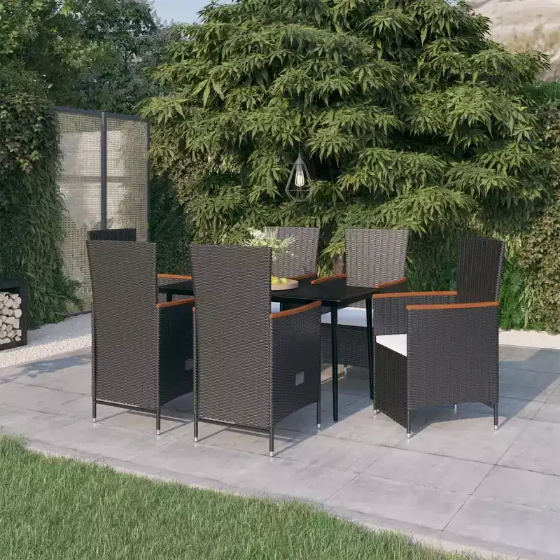 vidaXL Garden Dining Set Black and Cream White