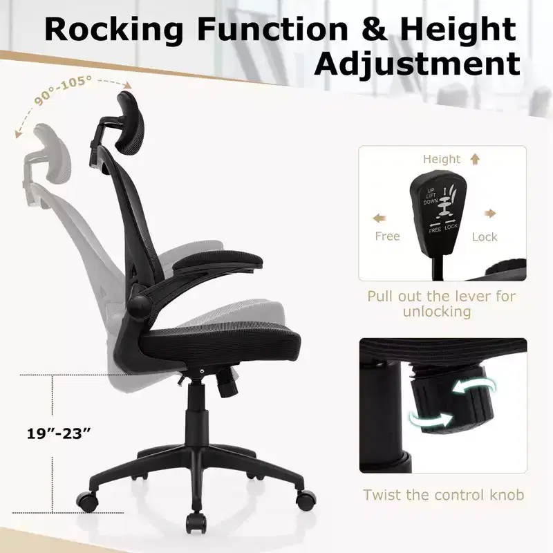Costway Ergonomic Mesh Office Chair Executive Chair with Adjustable Height Black