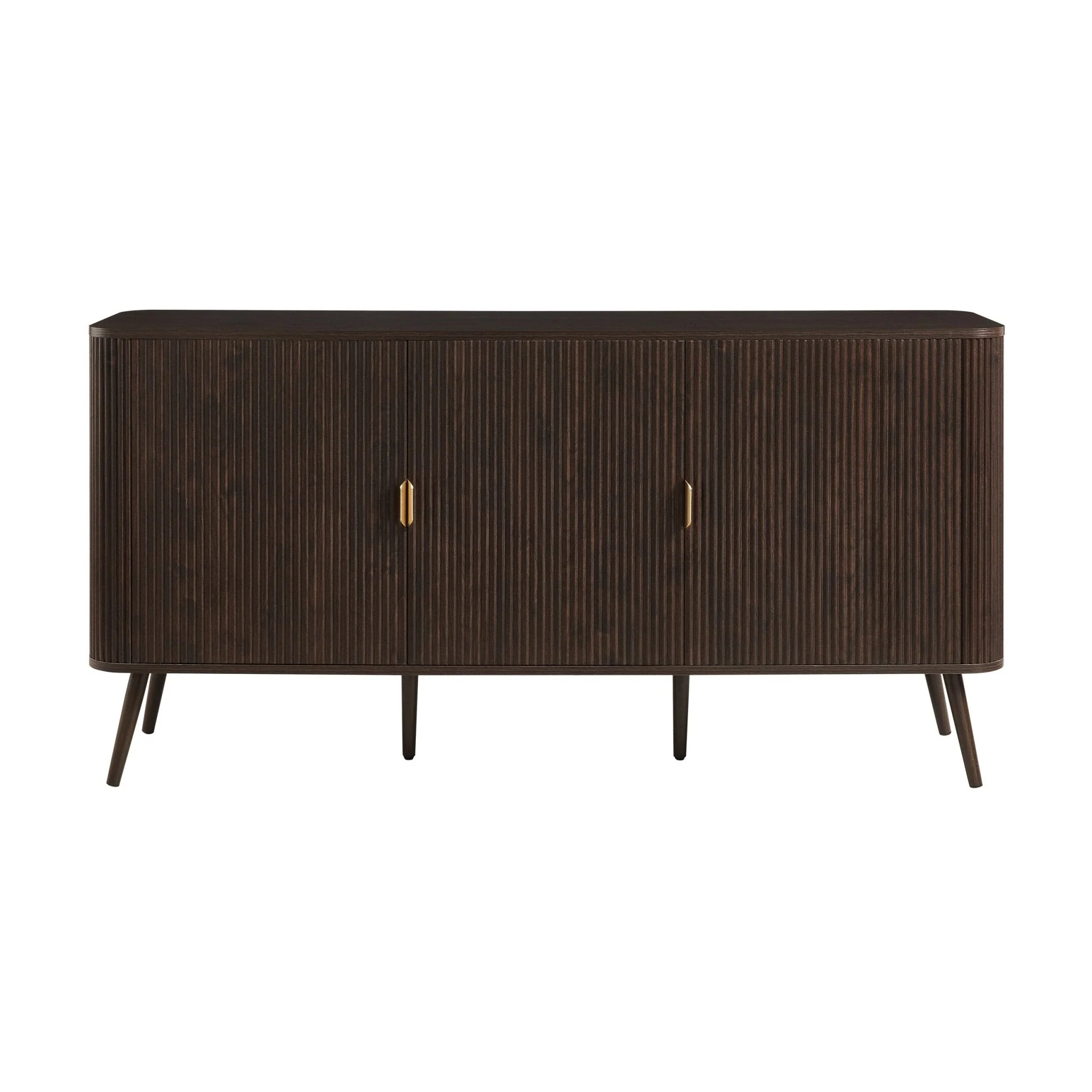 Contemporary Walnut Wood Effect Sideboard with 3 Doors for Living Room