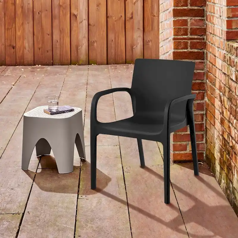 Alissa Resin Stackable All-Weather Dining Armchair, Set of 2