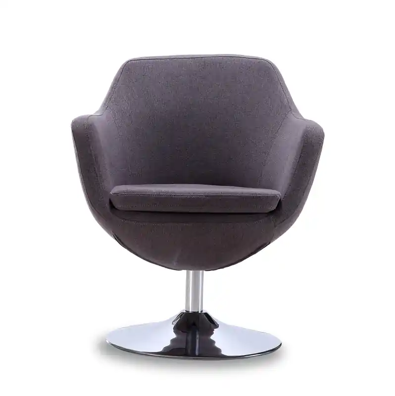 Caisson Polished Chrome Twill Swivel Accent Chair