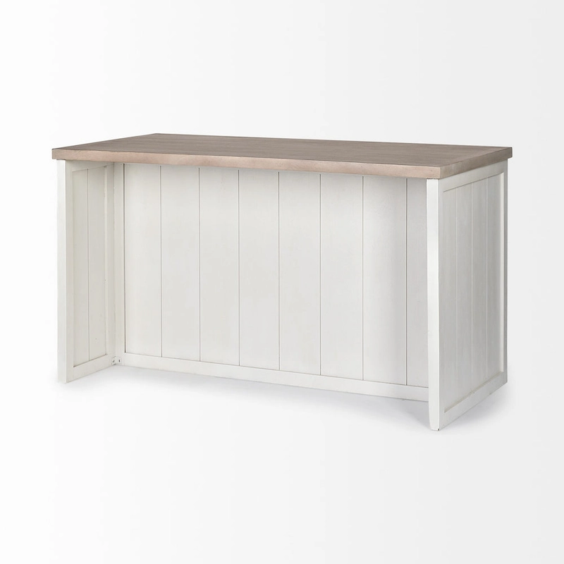 HomeRoots White And Brown Two Tone Wooden Kitchen Island With 3 Drawers - 30' X '34.5' X '60