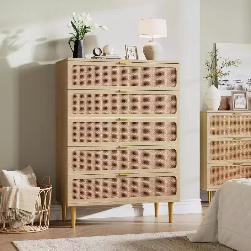 5 Drawer Dressers for Bedroom, Tall Dresser with Deep Drawers, Large Chest of Drawers for Closet with Wide Top