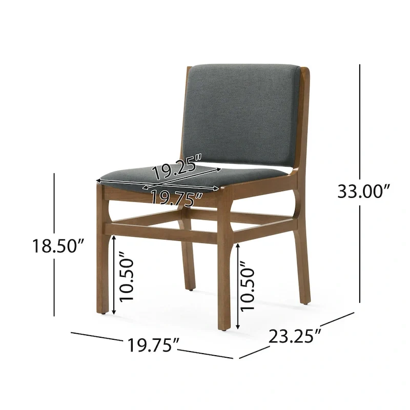 Contemporary Upholstered Dining Chair with Rubberwood Frame, Set of 2