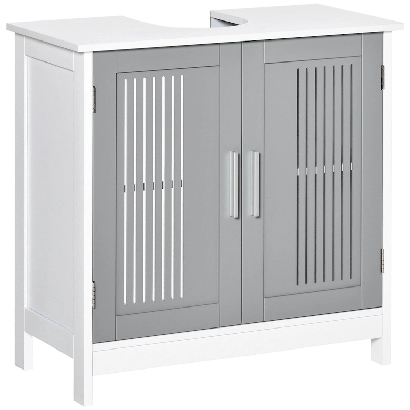 Under Sink Cabinet with 2 Doors, Pedestal Under Sink Bathroom Cupboard, Bathroom Vanity Cabinet with Adjustable Shelves