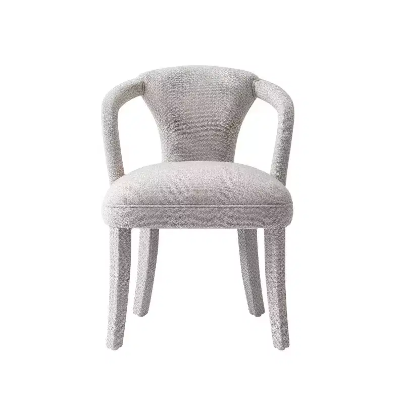 Manhattan Comfort Palmer Modern Tweed Upholstered Dining Armchair Silver Lining