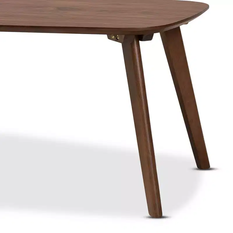 Dahlia Coffee Table Walnut - Baxton Studio: Mid-Century Modern Design, Rubberwood Frame, 43.3" Wide
