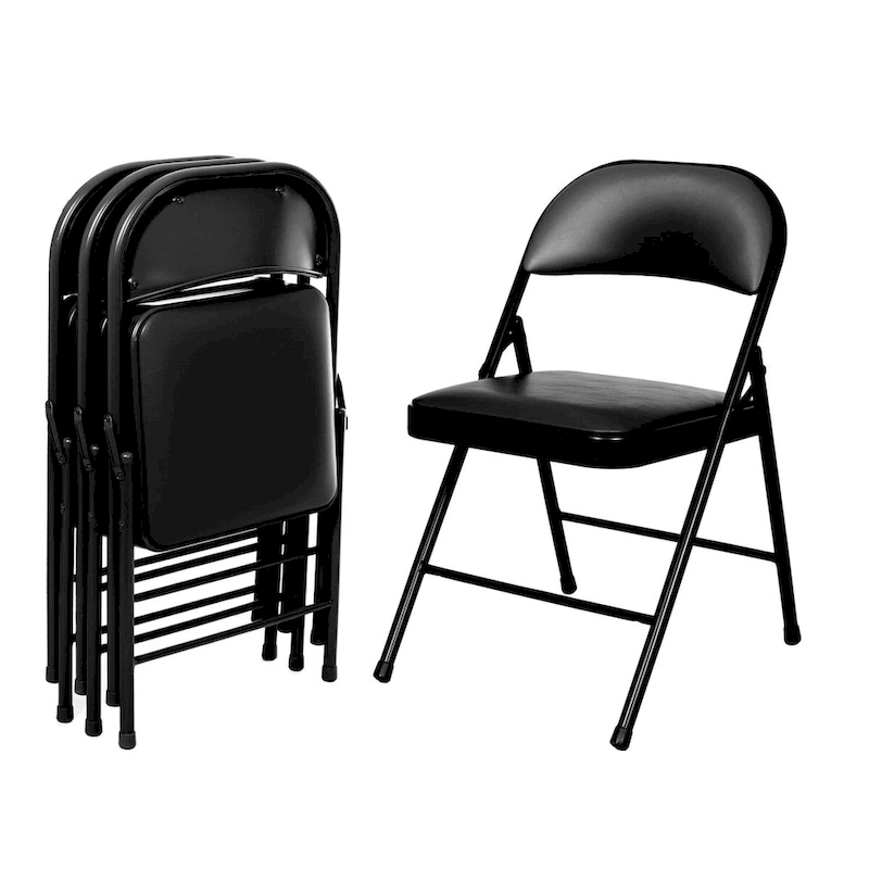Hampden Furnishings Bernadine Basics Collection Vinyl Folding Chair, Pack of 4
