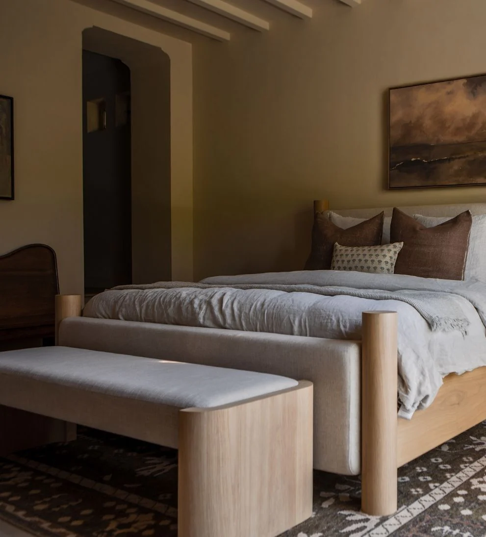 White Oak Curved Bench ¨C Sculpted Oak Bench with Soft Rounded Edges, Plush Cushioned Seat, Minimalist Versatile Design for Bedroom or Entryway, 66W x 22D x 19H