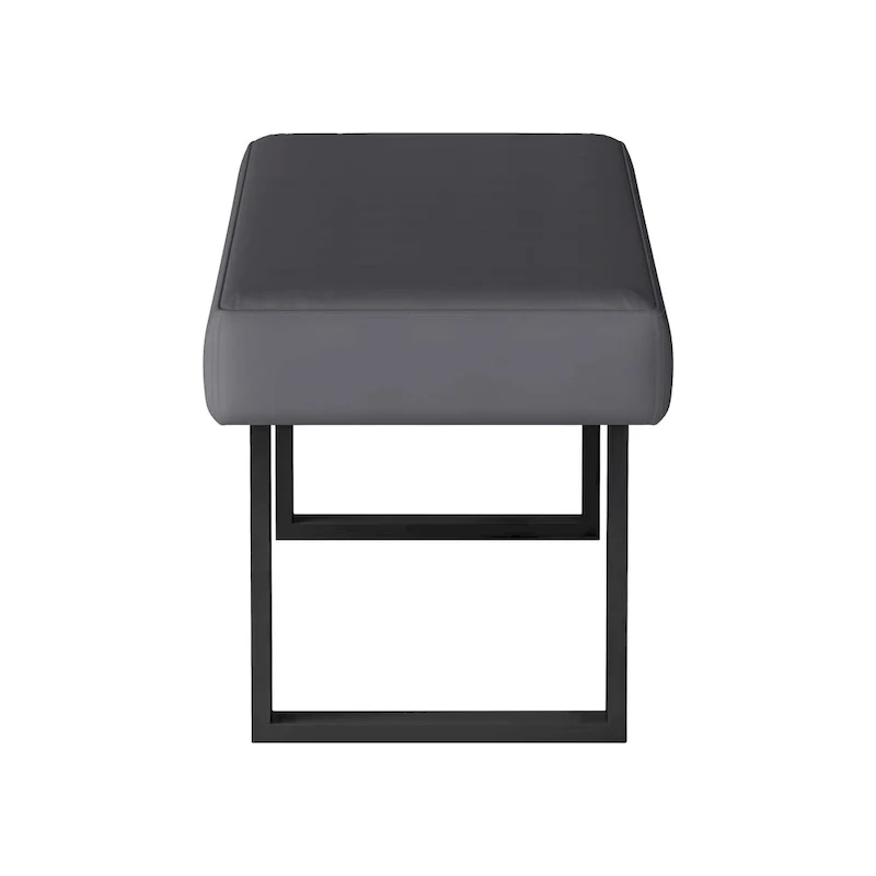 Somette Lillian Gray Upholstered Bench with Steel Legs