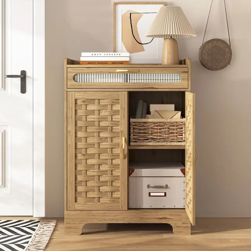 Coffee Bar Cabinet Buffet Sideboard with Drawer and Adjustable Shelf