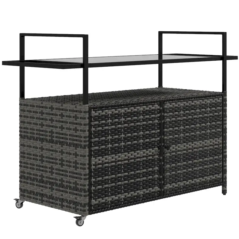 Patio Serving Cart with Glass Top