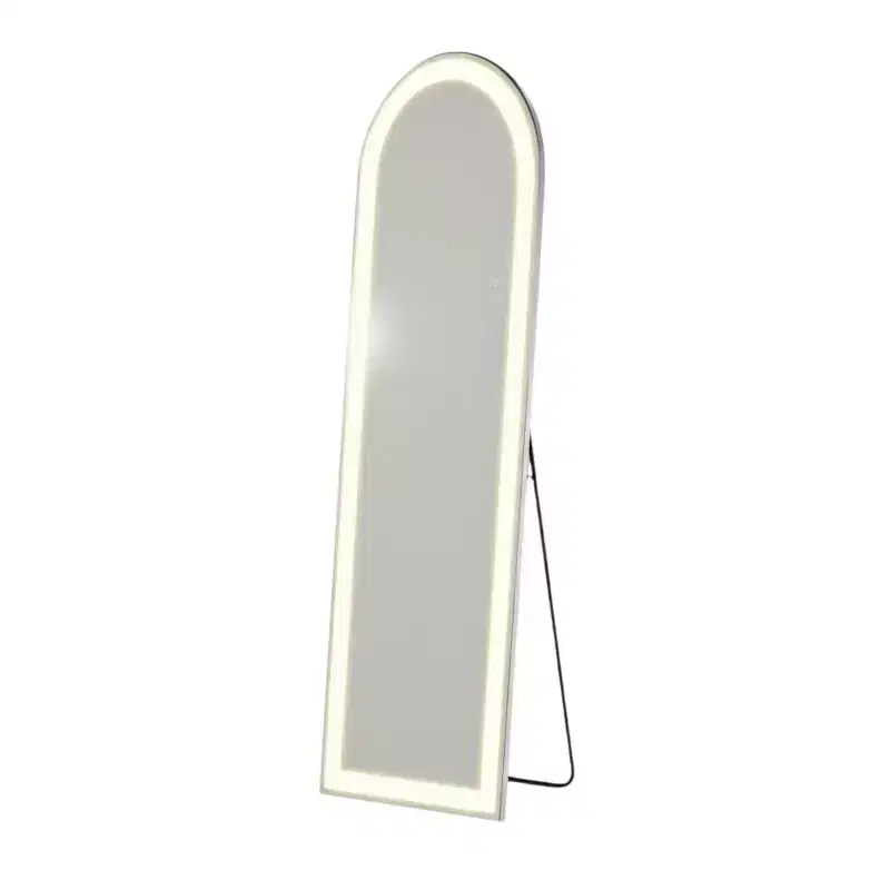 HomeRoots 60 Clear Arch Lighted Freestanding and Wall Mount Frameless Full Length Mirror