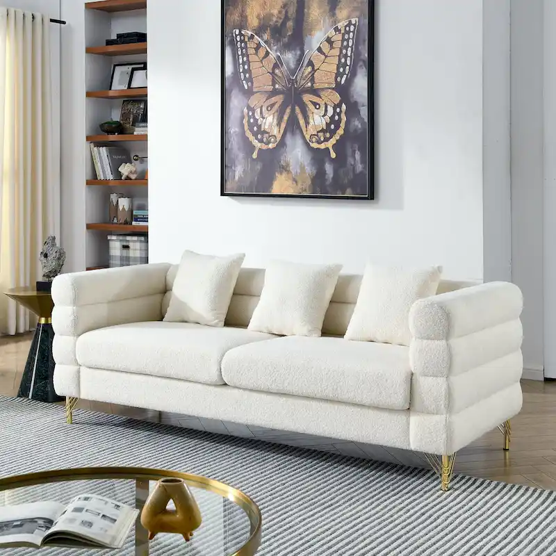 81 Inch Oversized 3 Seater Sectional Sofa, Living Room Comfort Fabric Sectional Sofa - Deep Seating Sectional Sofa, Soft Sitting