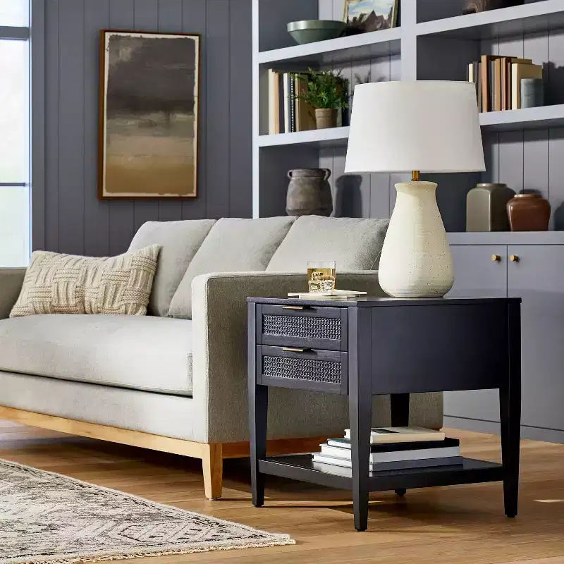 East Bluff 2 drawers Woven Accent Table Black - Threshold designed with Studio McGee