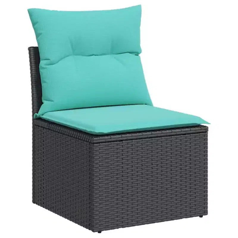 vidaXL 6 Piece Patio Sofa Set with Cushions Black Poly Rattan