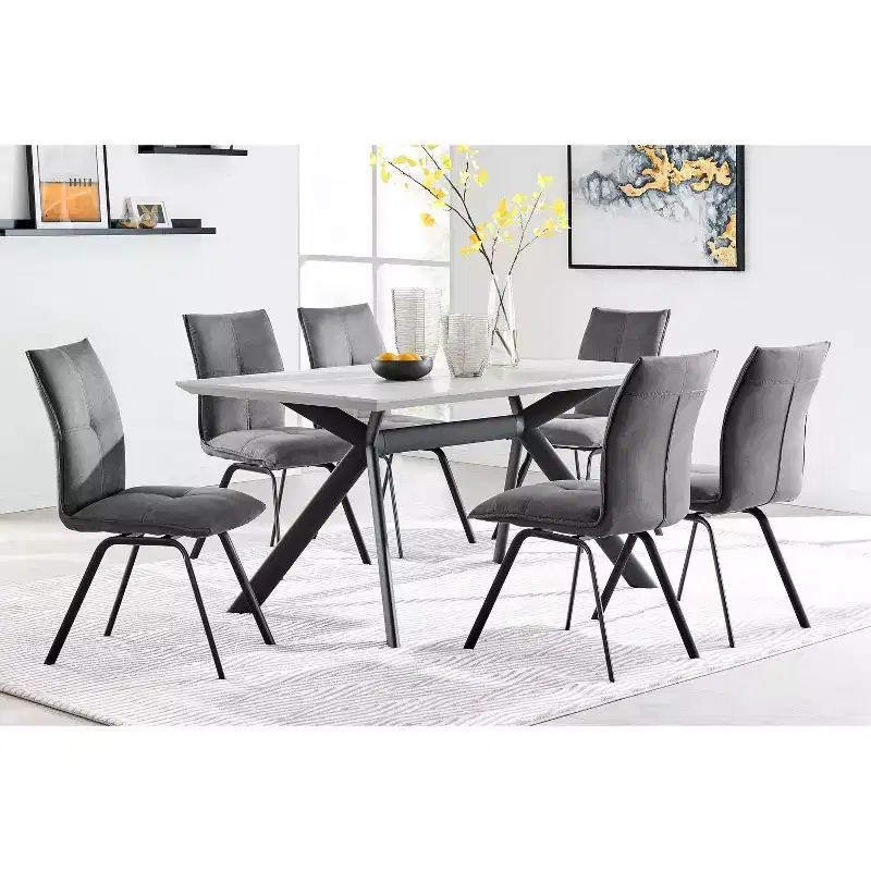 Set of 2 Rylee Fabric Finish Dining Chairs Charcoal Gray/Black - Armen Living