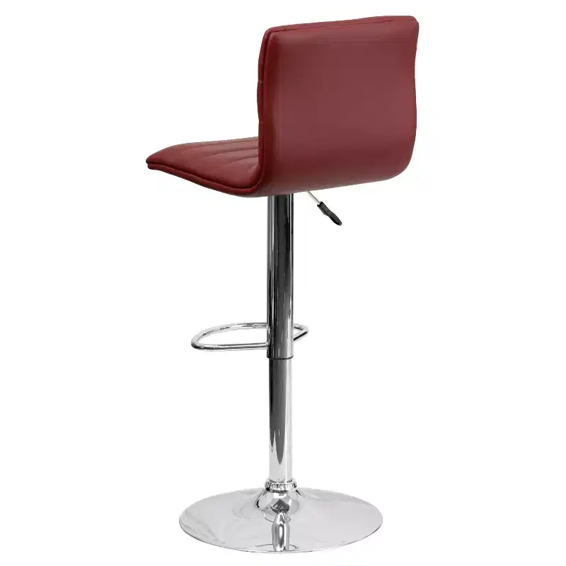 Emma and Oliver Coti Modern Channel Tufted Upholstered Height Adjustable Mid-Back Stool and Pedestal Base with Footrest