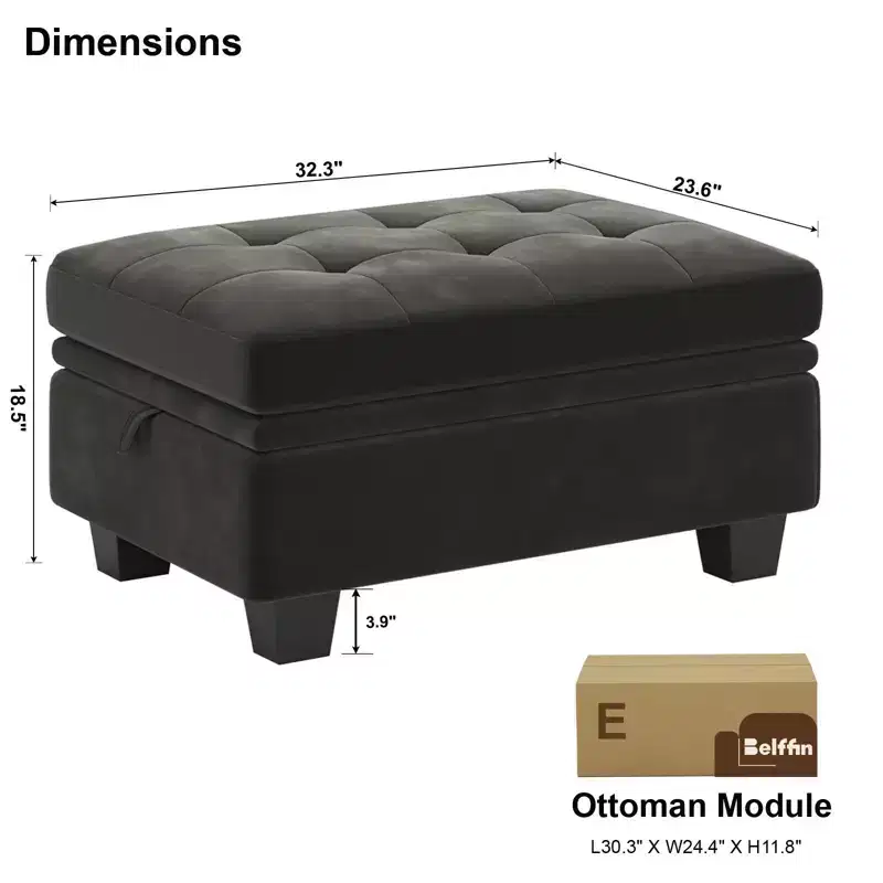 Belffin Modular Velvet Tufted Small Ottoman