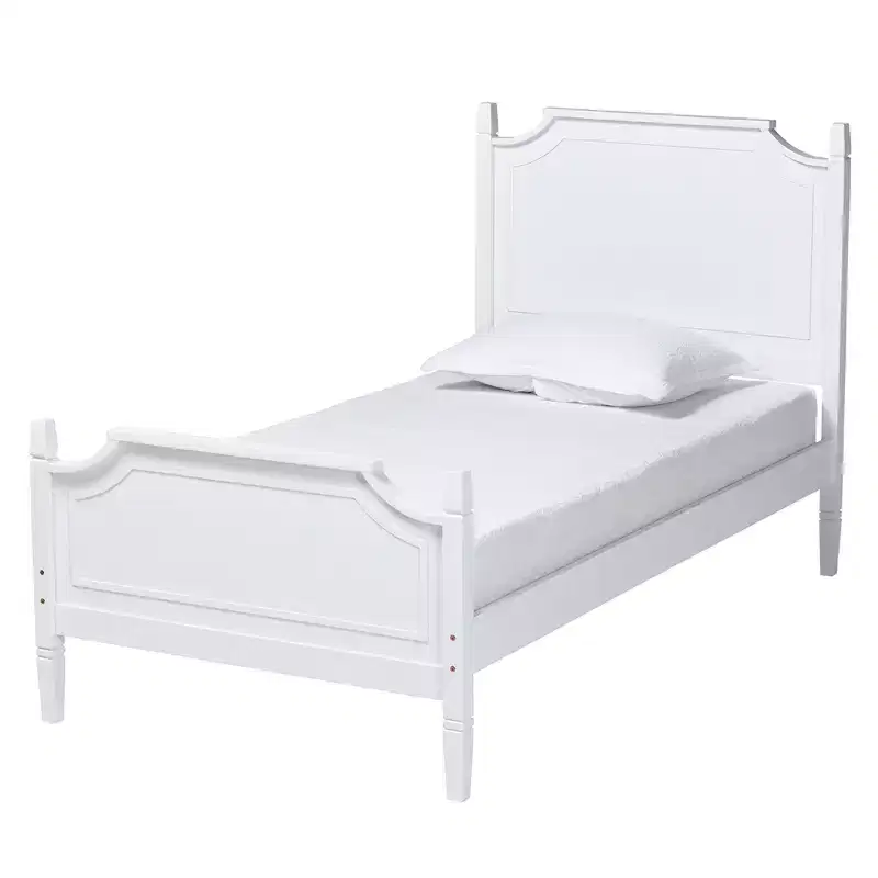Classic and Traditional Wood Platform Bed, Rubberwood, No Box Spring Needed