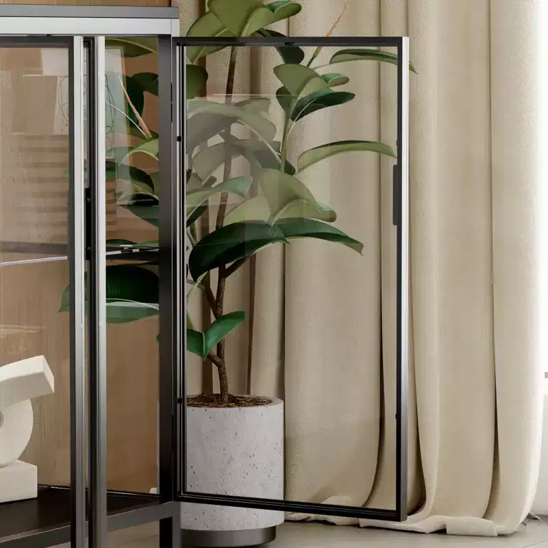 Famapy Black Tempered Glass Display Cabinet Illuminating Your Home with Style and Function