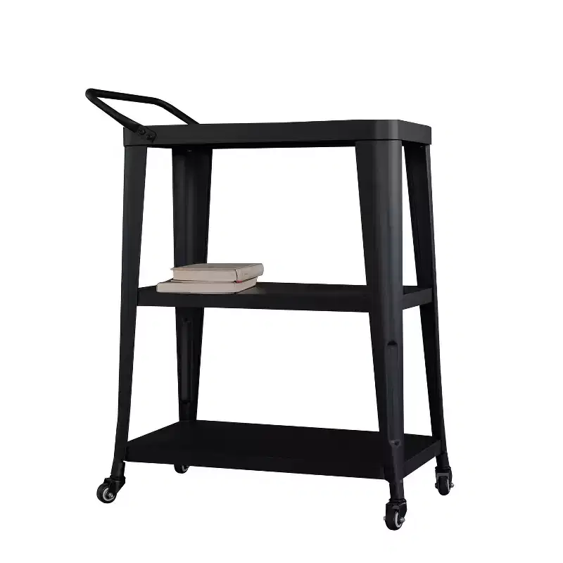 3 Tiered Harold Industrial Dining Cart with Wheels and Storage - AC Pacific: Stainless Steel, Space-Saving Design