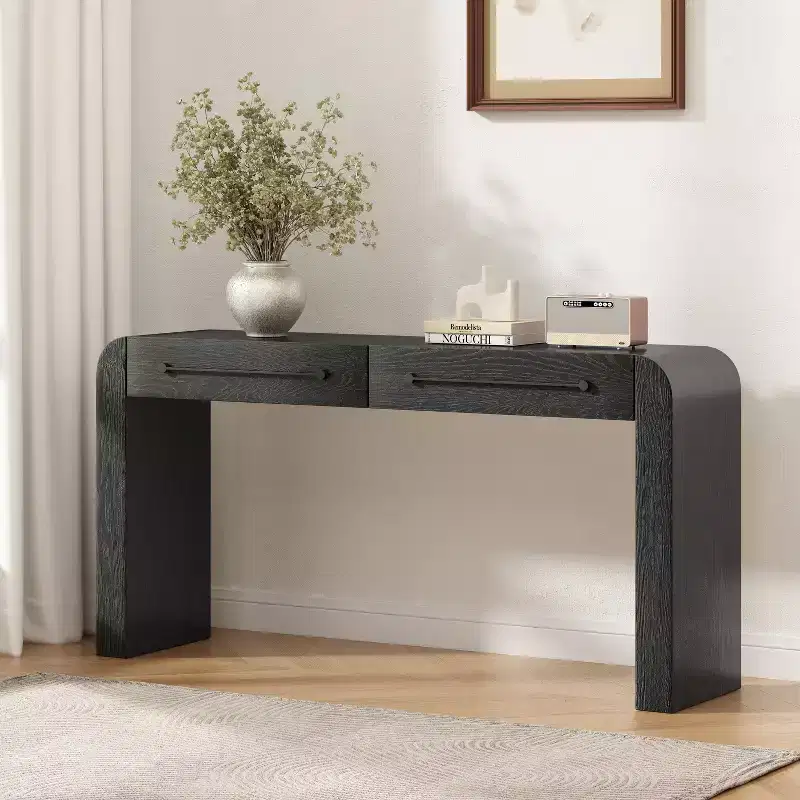 Modern Console Table with 2 Drawers, Rounded Edges, Entryway or Living Room
