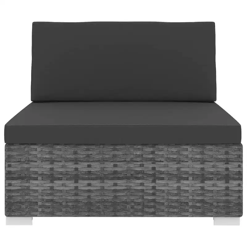 vidaXL Patio Furniture Rattan Sofa Chair Middle Seat with Cushions Poly Rattan