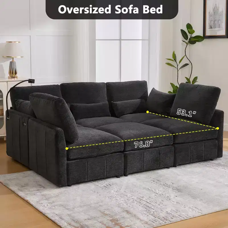 Merax Multifunctional Modular Sectional Sofa with Movable Ottoman