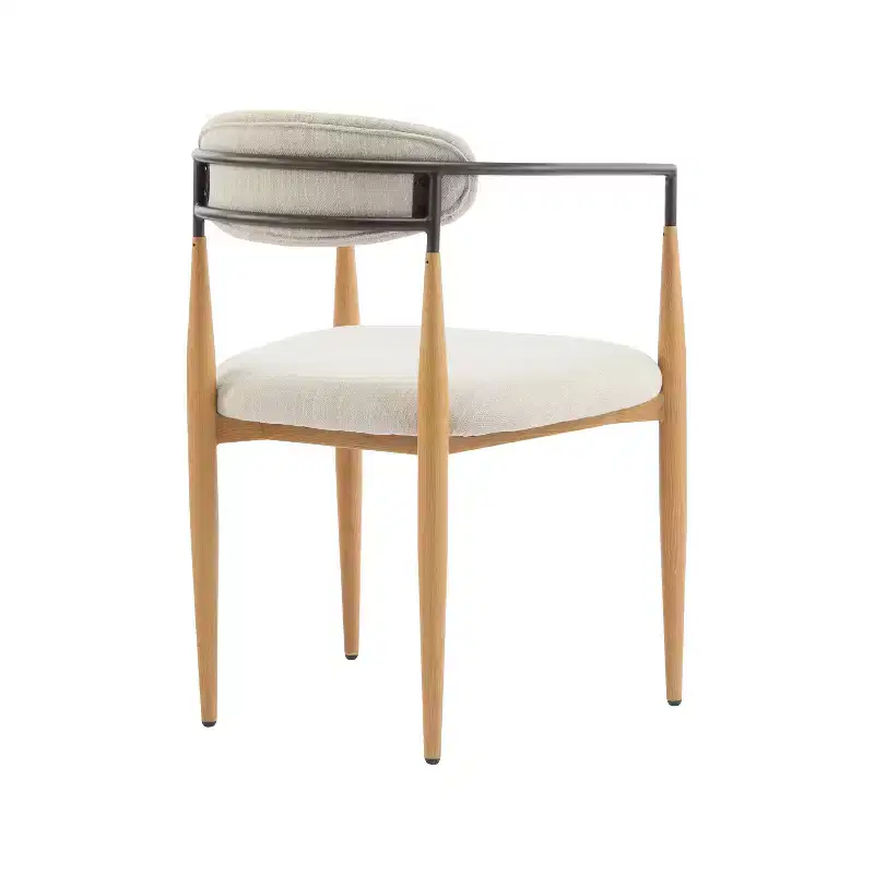 Christopher Knight Home Set of 2 Eva Modern Upholstered Iron Dining Chairs with Curved Open Back Beige/Light Brown